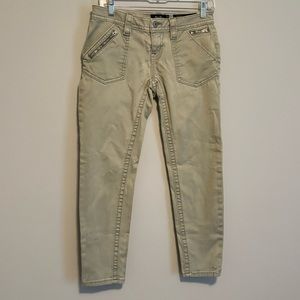 Miss Me Vintage Signature Ankle Skinny Moto Jeans Women's Size 27 Green